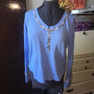 Free People Tops - We the Free embroidered thermal shirt Free People Tops - We the Free embroidered thermal shirt